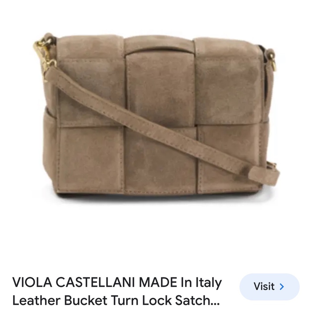 Viola Castellani suede crossbody padded bag gray olive tone color Very Rare